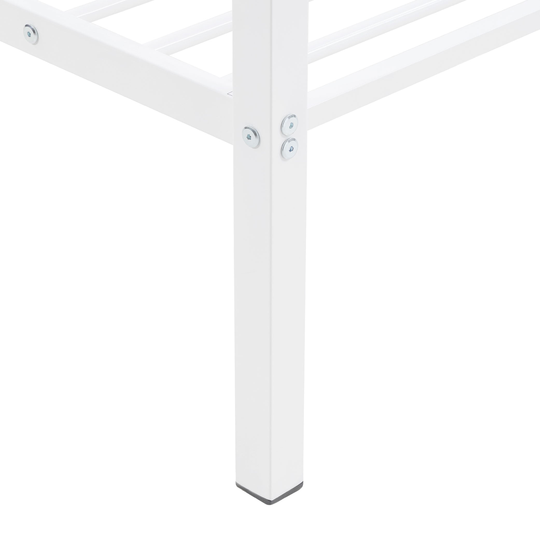 Full Over Full Bunk Bed, Heavy Duty Metal Bunk Bed Frame With Built-in Ladder And Safety Guard Rail, Low Metal Bunk Bed Frame For Kids, No Boxspring Required, For Small Spaces, White_voghion.com